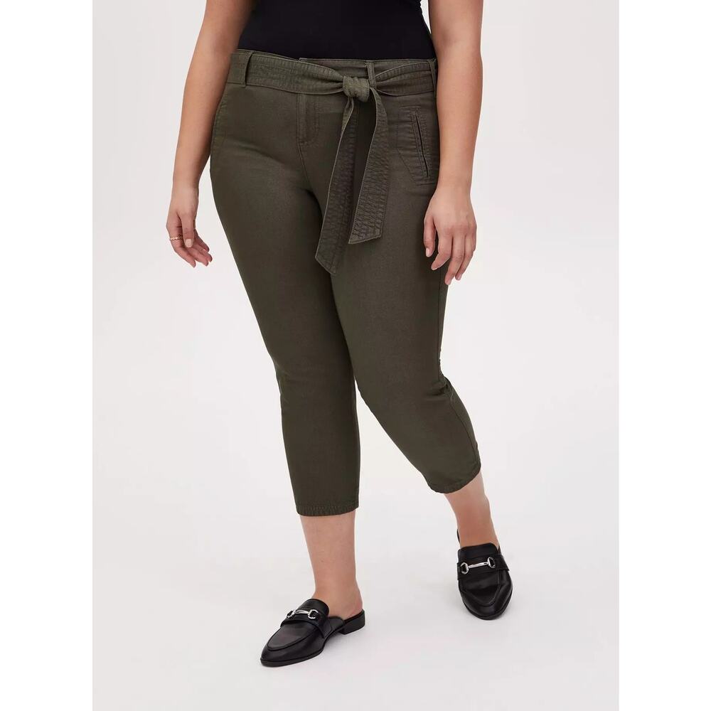 Torrid Green Tie-Front Mid-Rise Crop Skinny Pants - Size 24 - Picture 5 of 10